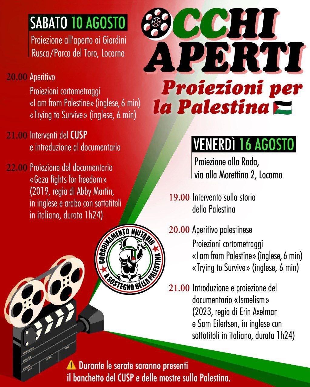 PROIEZIONI PER LA PALESTINA