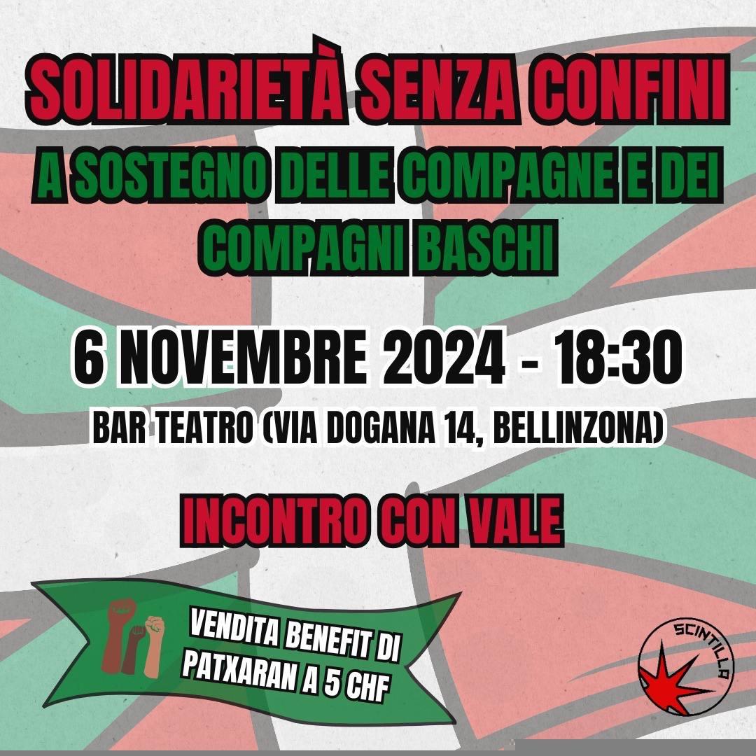 6 NOVEMBRE: SERATA A SOSTEGNO DELLE/DEI COMPAGNE/I BASCHE/I
