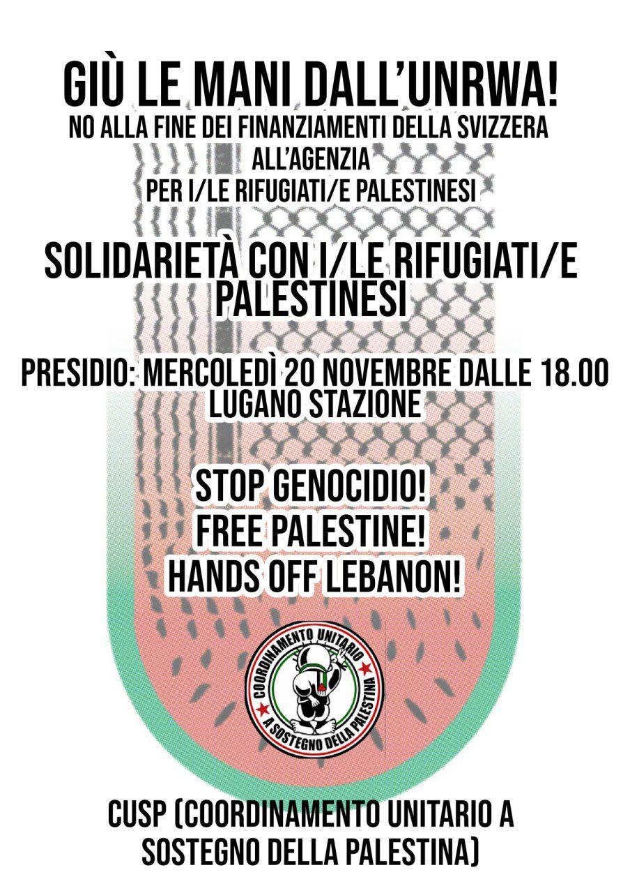 20 Novembre PRESIDIO SOLIDALE con IL POPOLO PALESTINESE