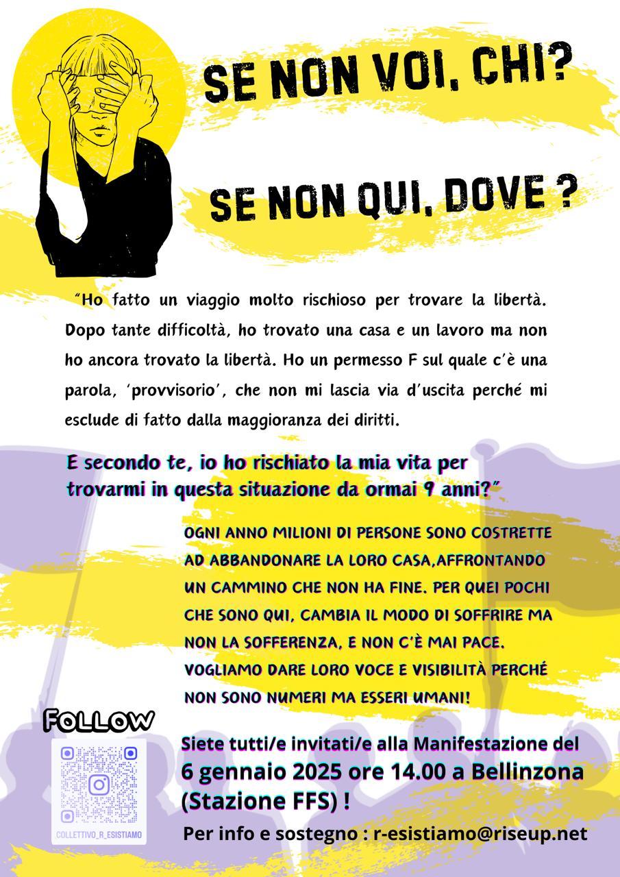 6 GENNAIO 2025 BELLINZONA MANIFESTAZIONE R-ESISTIAMO
