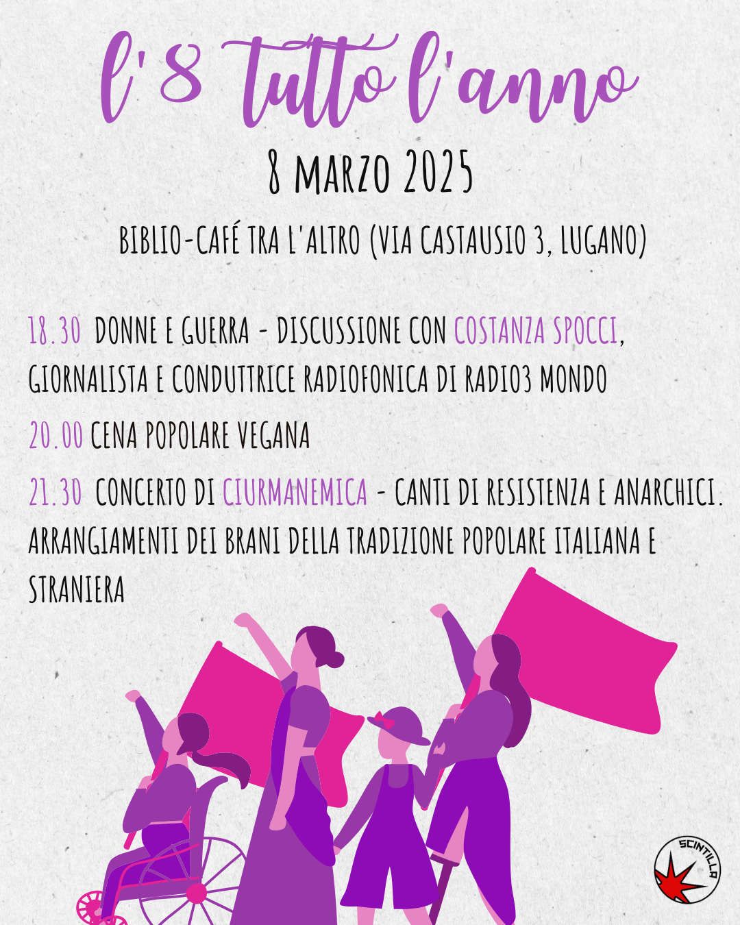 8 MARZO LUGANO – L’8 TUTTO L’ANNO