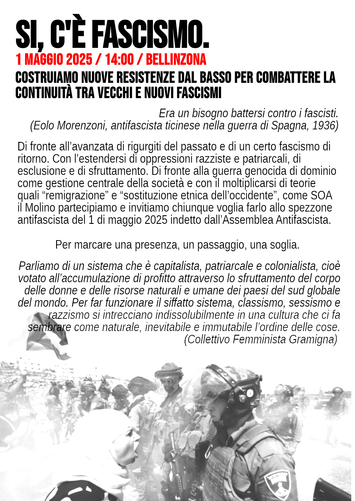 PRIMO MAGGIO 2025 – SI, C’È FASCISMO. (Comunicato Molino)
