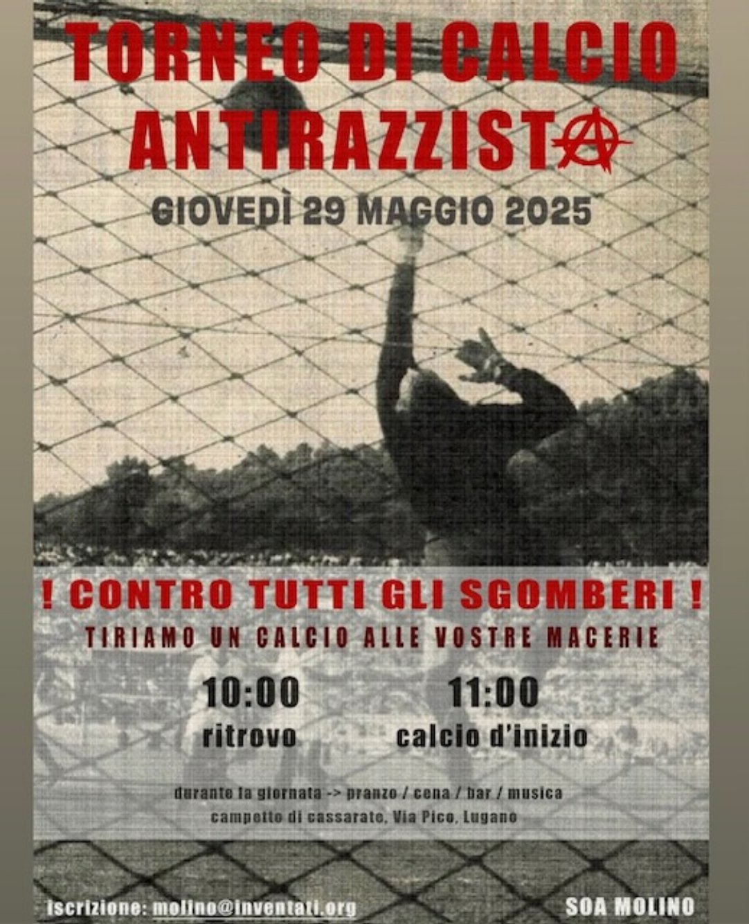 GIOVEDÌ 29 MAGGIO LUGANO – Torneo di calcio ANTIRAZZISTA