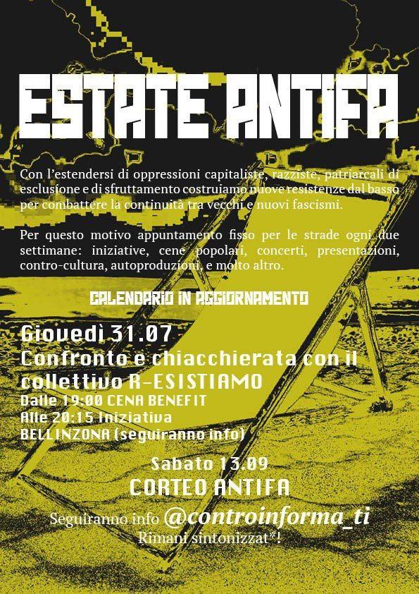GIOVEDÌ 31 LUGLIO BELLINZONA – TAZ ANTIFASCISTA