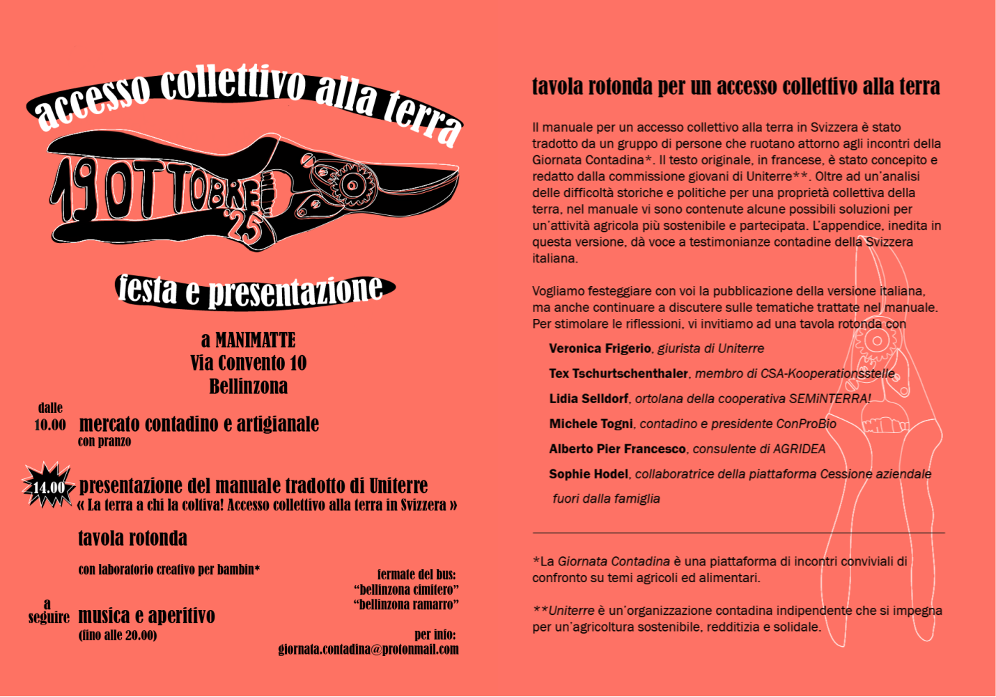 DOMENICA 19 OTTOBRE BELLINZONA – ACCESSO COLLETTIVO ALLA TERRA
