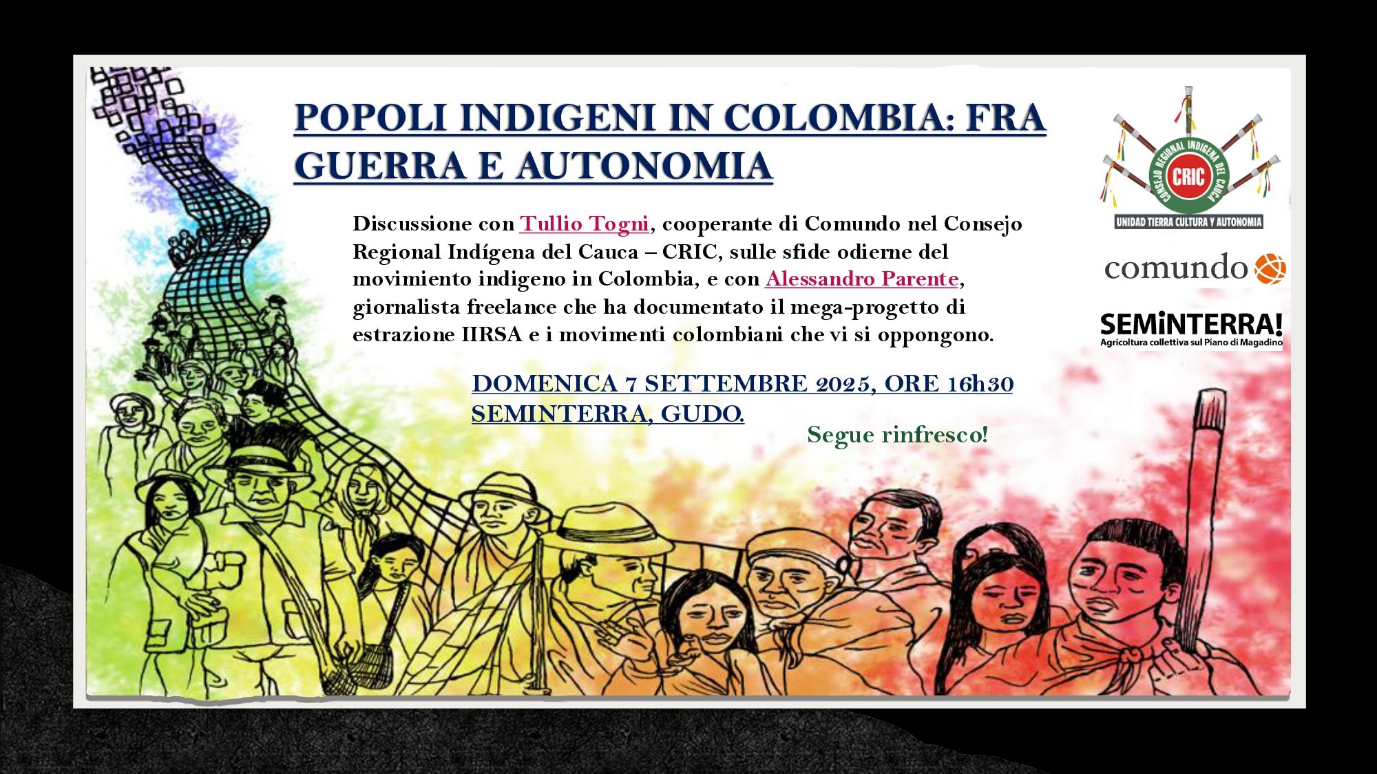 DOMENICA 7 SETTEMBRE GUDO –  Popoli indigeni in Colombia: fra guerra e autonomia