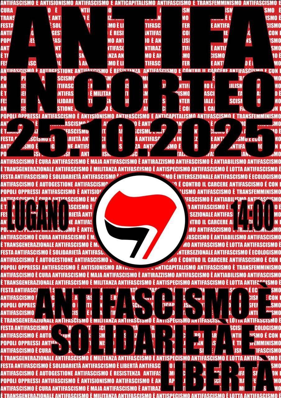 SABATO 25 OTTOBRE LUGANO – ANTIFA IN CORTEO