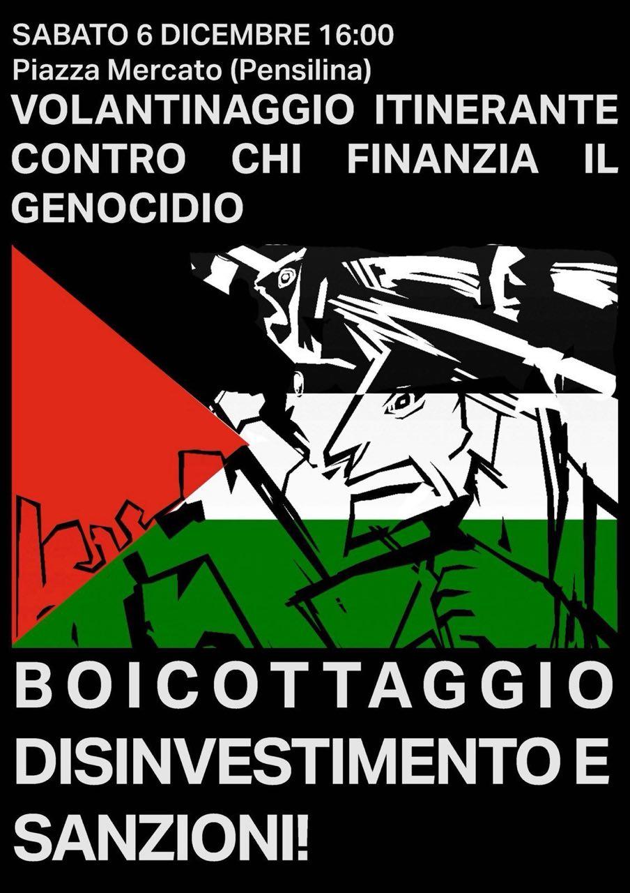 SABATO 6 DICEMBRE LUGANO – VOLANTINAGGIO ITINERANTE CONTRO CHI FINANZIA IL GENOCIDIO