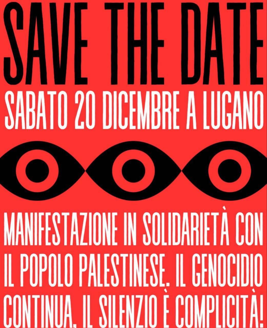 SABATO 20 DICEMBRE LUGANO – CORTEO PER LA PALESTINA