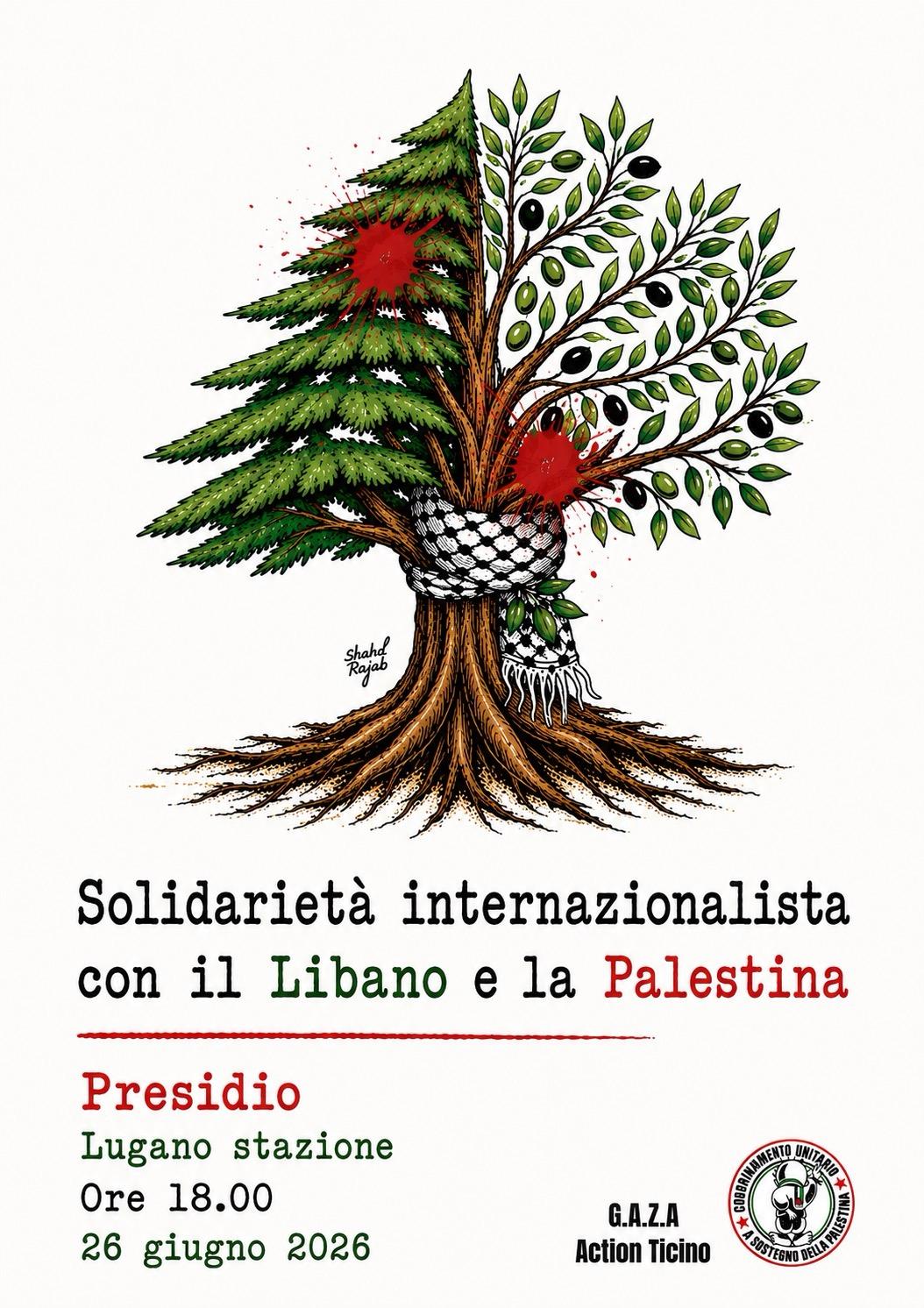 VENERDI 26 GIUGNO LUGANO – PRESIDIO: Solidarietà internazionalista con il Libano e la Palestina